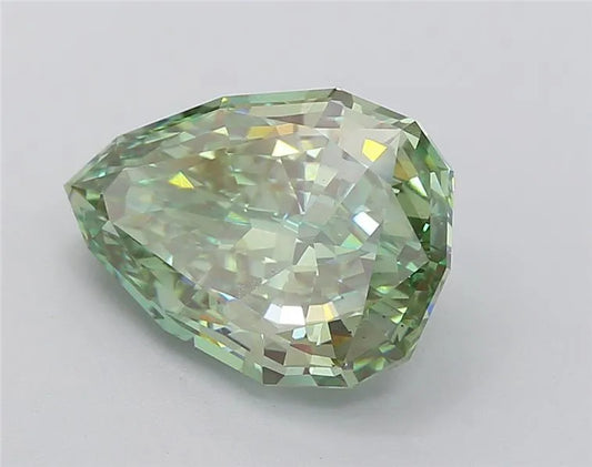 5.09ct Pear Lab Grown Diamond (Fancy Vivid Green, Clarity VS2, IGI)