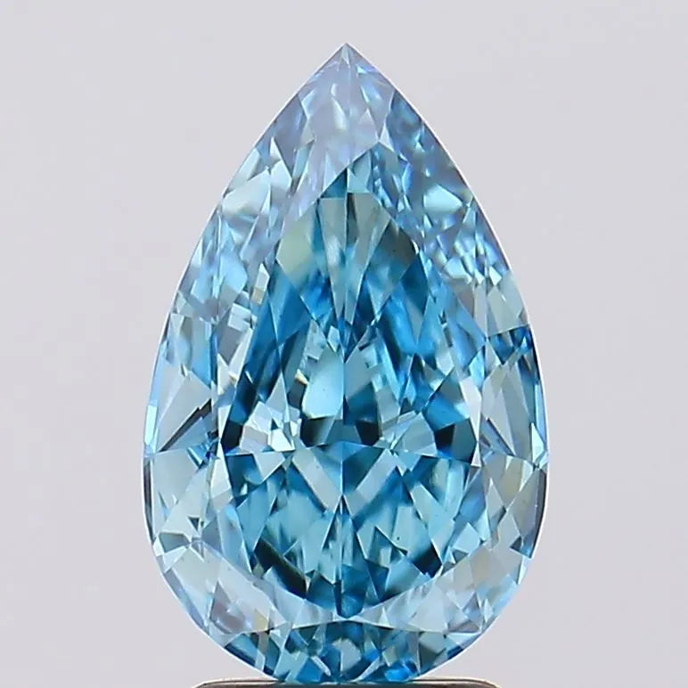 3.02ct Pear Lab Grown Diamond (Fancy Vivid Blue, Clarity VS1, IGI)