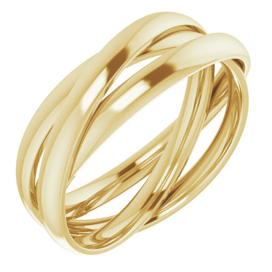 Three-Row Gold Rolling Ring