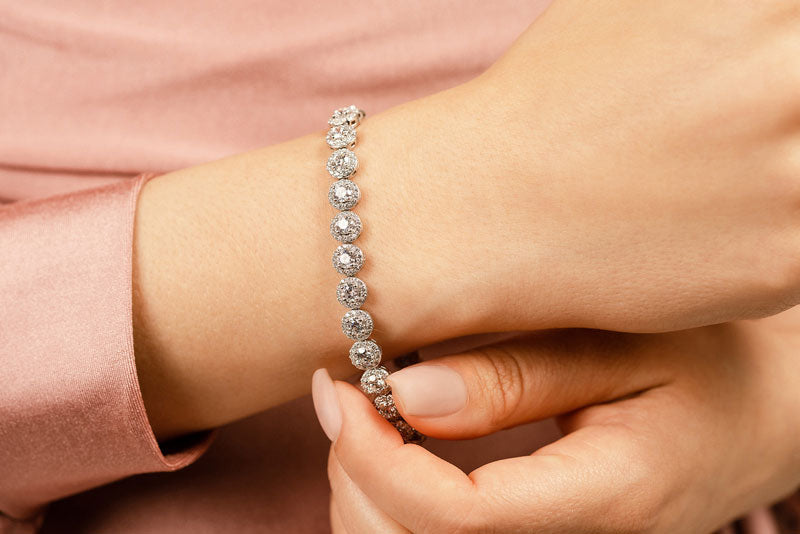 Lab Grown Round Cut Halo Tennis Bracelet