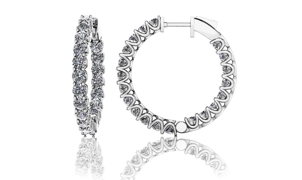 Lab Grown Medium Diamond Hoop Earrings