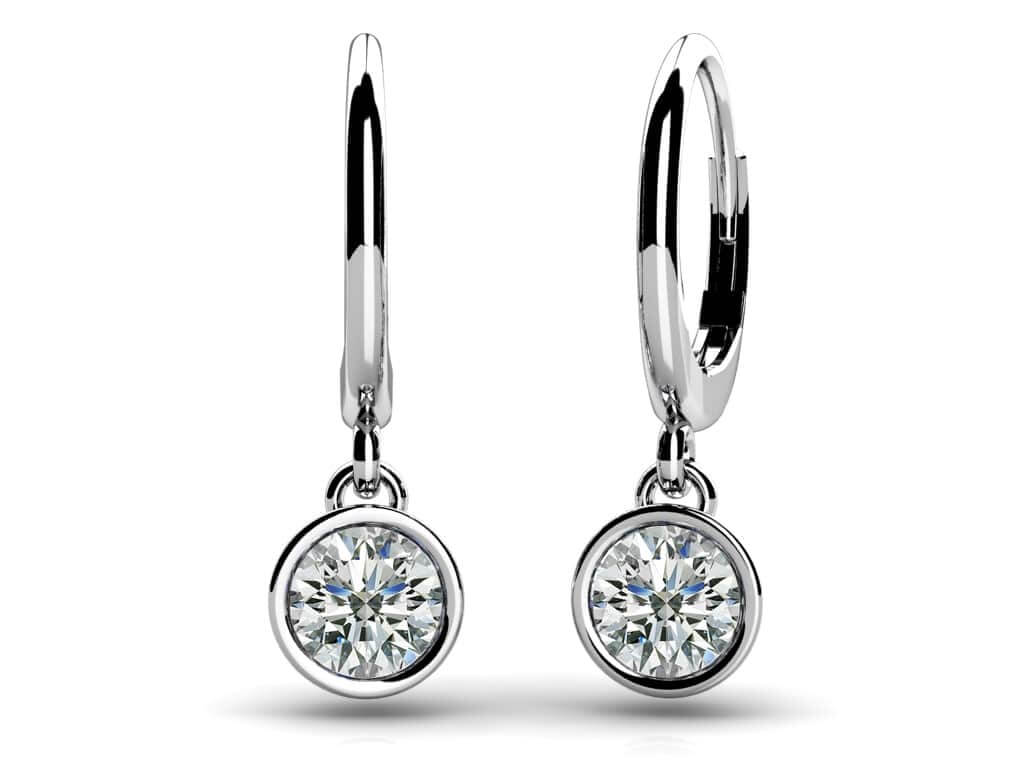 Lab Grown Diamond Solitaire Bezel Drop Earrings