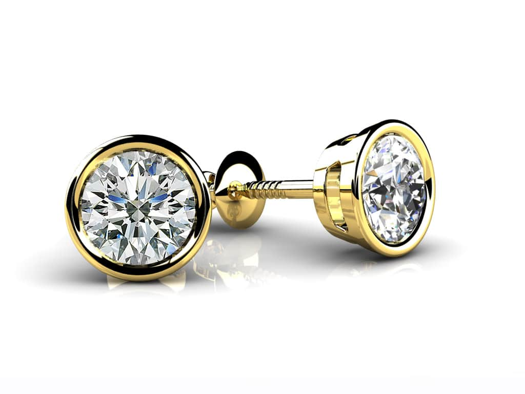 Lab Grown Diamond Solitaire Bezel Stud Earrings