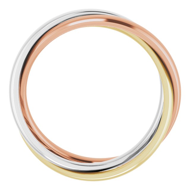 Three-Row Gold Rolling Ring