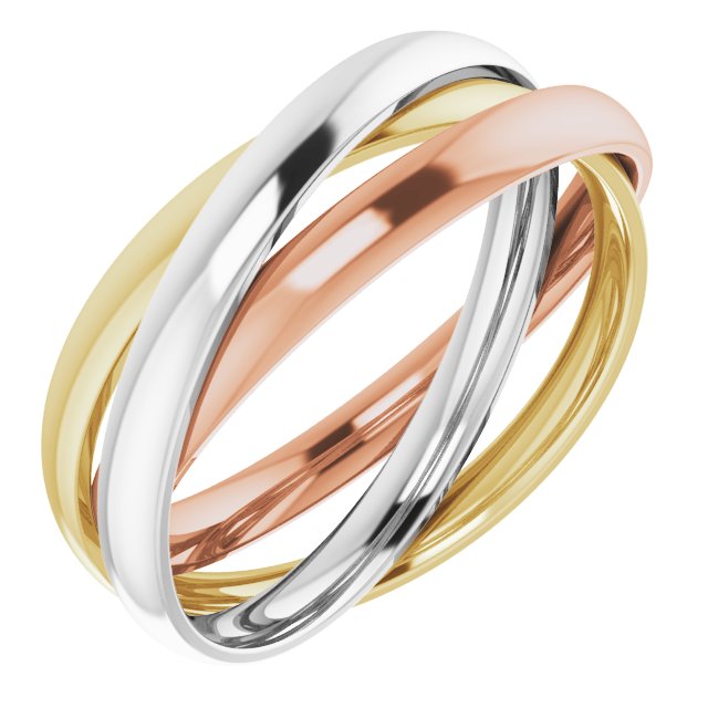 Three-Row Gold Rolling Ring