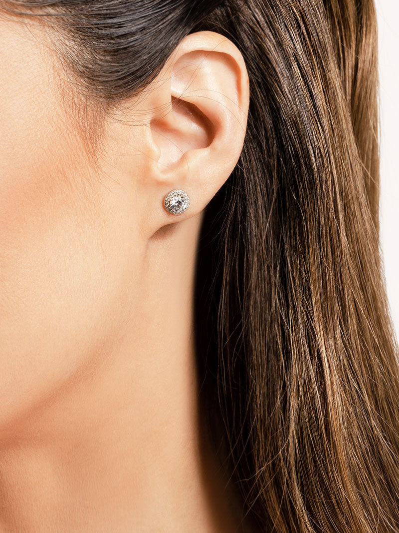 Lab Grown Halo Stud Earrings